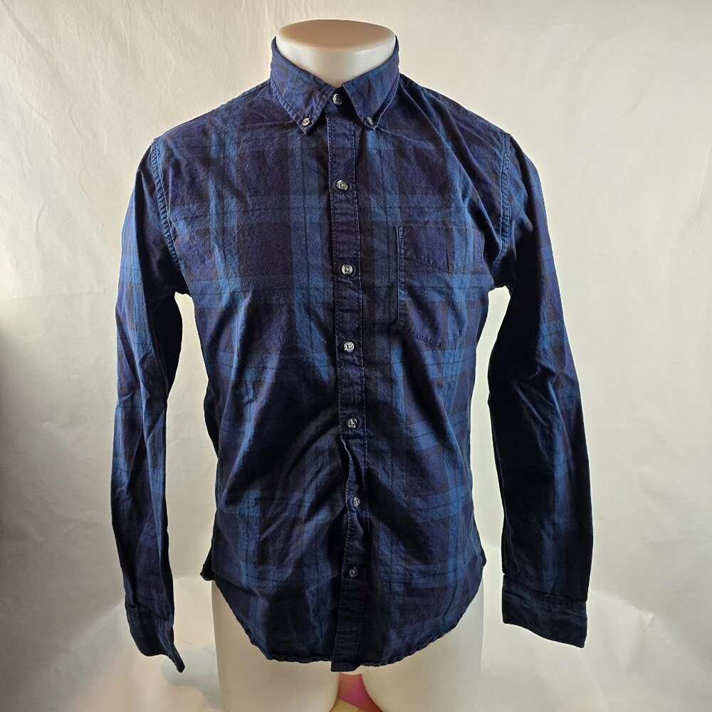Bonobos Navy Blue Plaid Slim Fit Casual Button-Down Shirt